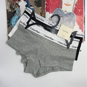 NEW Calvin Klein Cotton Women's Carousel 3-Pack Boyshort